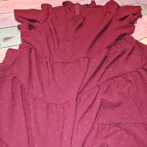SHEIN MAROON RED DRESS CURVE 4XL BOHO TEXTURED